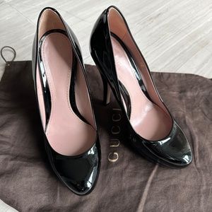 Gucci Black Patent Leather Platform Pumps